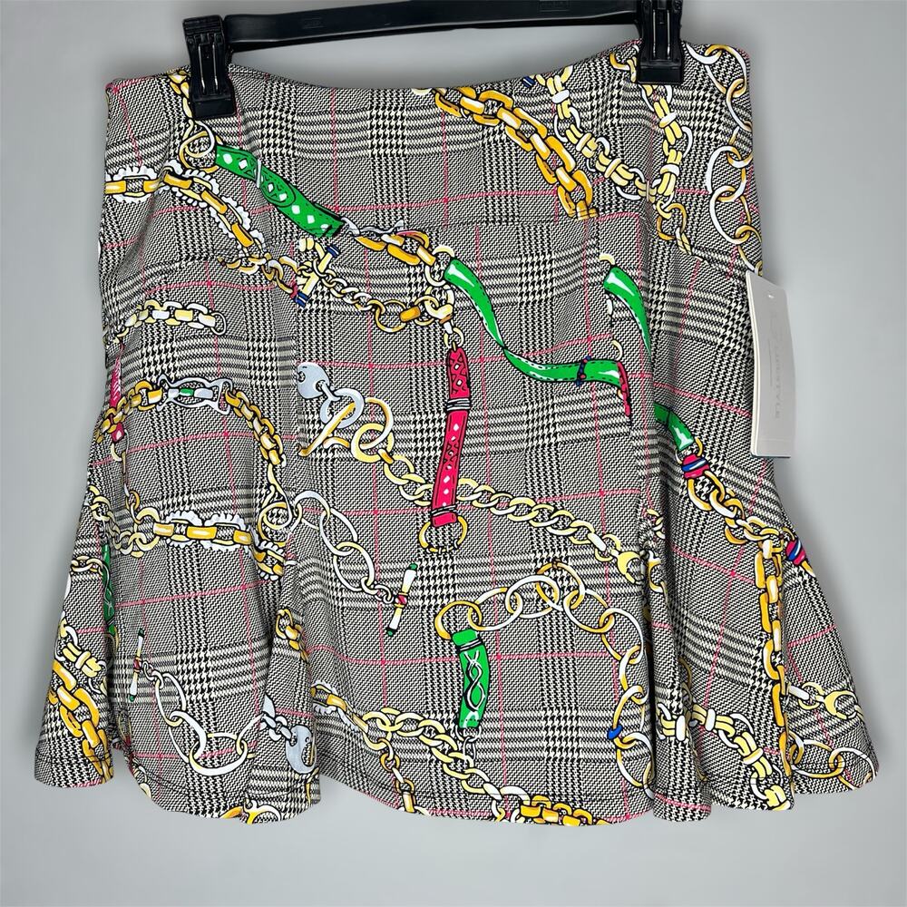 Gottex G Lifestyle Skort Large Womens Golf Tennis Chain Plaid Preppy Sports New